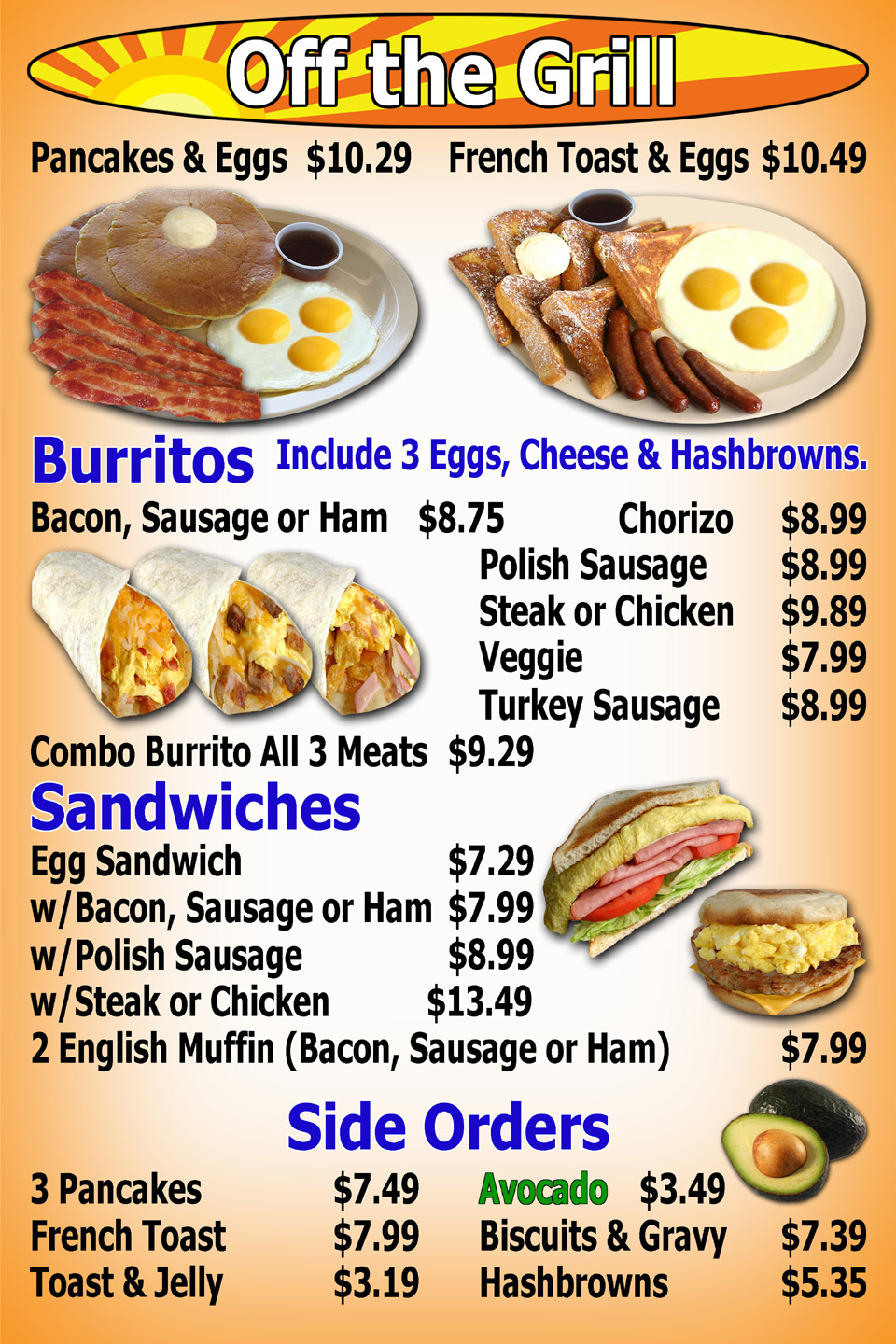 Toms menu sales